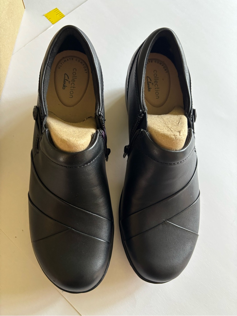 Clarks Black Leather Women's Slip-On Comfort Shoes
